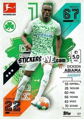 Cromo Dickson Abiama - German Fussball Bundesliga 2021-2022. Match Attax - Topps