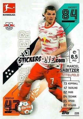 Cromo Marcel Sabitzer - German Fussball Bundesliga 2021-2022. Match Attax - Topps