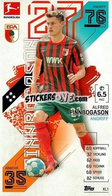 Sticker Alfred Finnbogason - German Fussball Bundesliga 2021-2022. Match Attax - Topps