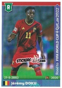 Figurina Jérémy Doku - Road to FIFA World Cup Qatar 2022 - Panini