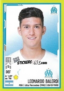 Sticker Leonardo Balerdi - FOOT 2021-2022 n. 198 - Panini