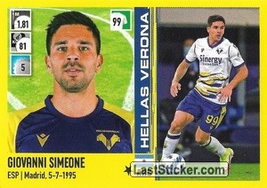 Sticker Giovanni Simeone - Calciatori 2021-2022 - Panini