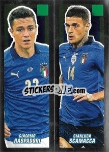 Cromo Giacomo Raspadori / Gianluca Scamacca - Calciatori 2021-2022 - Panini