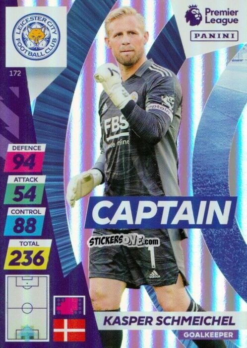Sticker Kasper Schmeichel - English Premier League 2021-2022. Adrenalyn XL Plus n. 172 - Panini