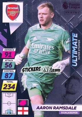 Sticker Aaron Ramsdale - English Premier League 2021-2022. Adrenalyn XL Plus n. 1 - Panini