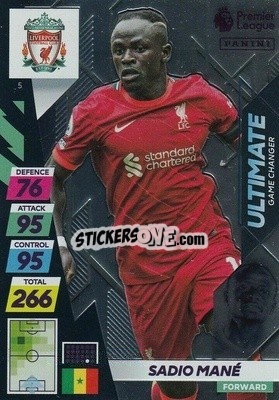 Sticker Sadio Mané - English Premier League 2021-2022. Adrenalyn XL Plus n. 5 - Panini