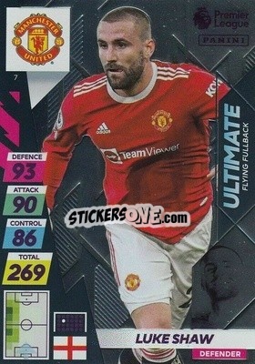 Sticker Luke Shaw - English Premier League 2021-2022. Adrenalyn XL Plus n. 7 - Panini