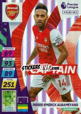 Sticker Pierre-Emerick Aubameyang - English Premier League 2021-2022. Adrenalyn XL Plus n. 10 - Panini