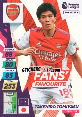 Figurina Takehiro Tomiyasu - English Premier League 2021-2022. Adrenalyn XL Plus - Panini