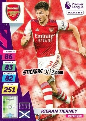 Sticker Kieran Tierney - English Premier League 2021-2022. Adrenalyn XL Plus n. 13 - Panini
