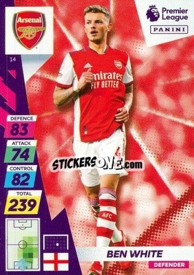 Sticker Ben White - English Premier League 2021-2022. Adrenalyn XL Plus n. 14 - Panini