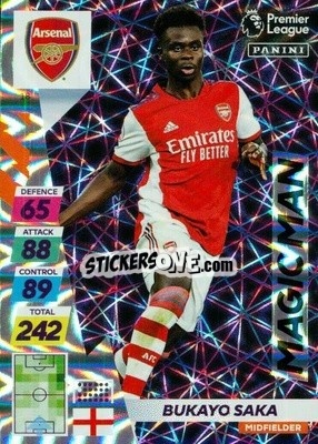 Sticker Bukayo Saka - English Premier League 2021-2022. Adrenalyn XL Plus - Panini