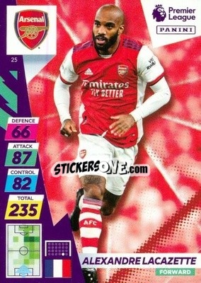 Sticker Alexandre Lacazette - English Premier League 2021-2022. Adrenalyn XL Plus n. 25 - Panini