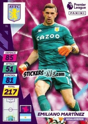 Sticker Emiliano Martínez - English Premier League 2021-2022. Adrenalyn XL Plus n. 31 - Panini