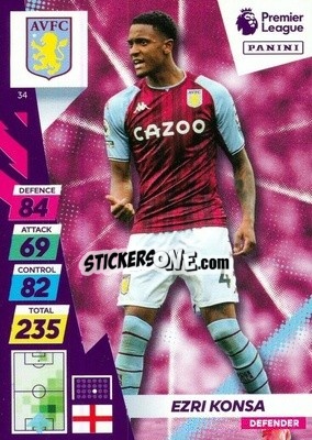 Figurina Ezri Konsa - English Premier League 2021-2022. Adrenalyn XL Plus - Panini