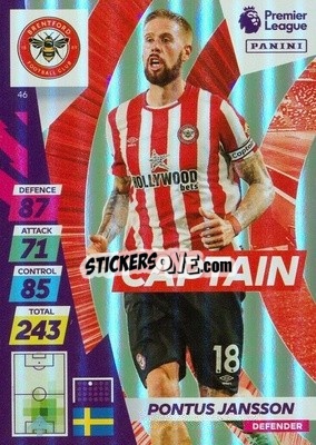 Sticker Pontus Jansson - English Premier League 2021-2022. Adrenalyn XL Plus n. 46 - Panini