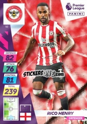 Figurina Rico Henry - English Premier League 2021-2022. Adrenalyn XL Plus - Panini