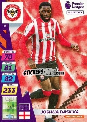 Figurina Joshua Dasilva - English Premier League 2021-2022. Adrenalyn XL Plus n. 56 - Panini
