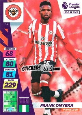 Sticker Frank Onyeka - English Premier League 2021-2022. Adrenalyn XL Plus n. 59 - Panini