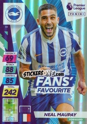 Sticker Neal Maupay - English Premier League 2021-2022. Adrenalyn XL Plus n. 66 - Panini