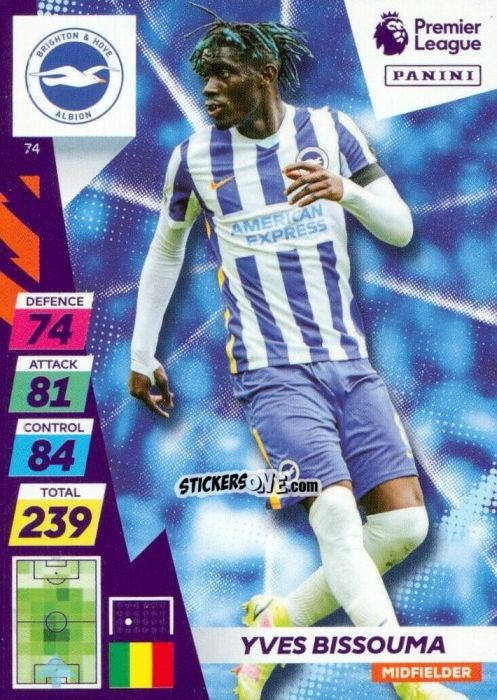 Sticker Yves Bissouma - English Premier League 2021-2022. Adrenalyn XL Plus n. 74 - Panini