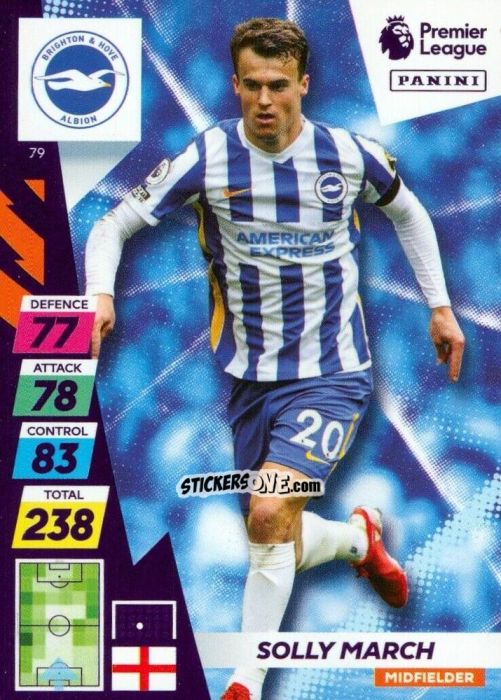 Sticker Solly March - English Premier League 2021-2022. Adrenalyn XL Plus n. 79 - Panini