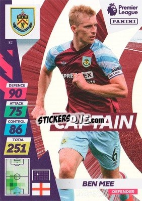 Sticker Ben Mee - English Premier League 2021-2022. Adrenalyn XL Plus - Panini