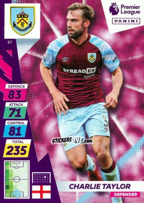 Sticker Charlie Taylor - English Premier League 2021-2022. Adrenalyn XL Plus n. 87 - Panini