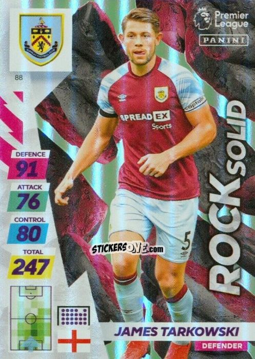 Sticker James Tarkowski - English Premier League 2021-2022. Adrenalyn XL Plus n. 88 - Panini