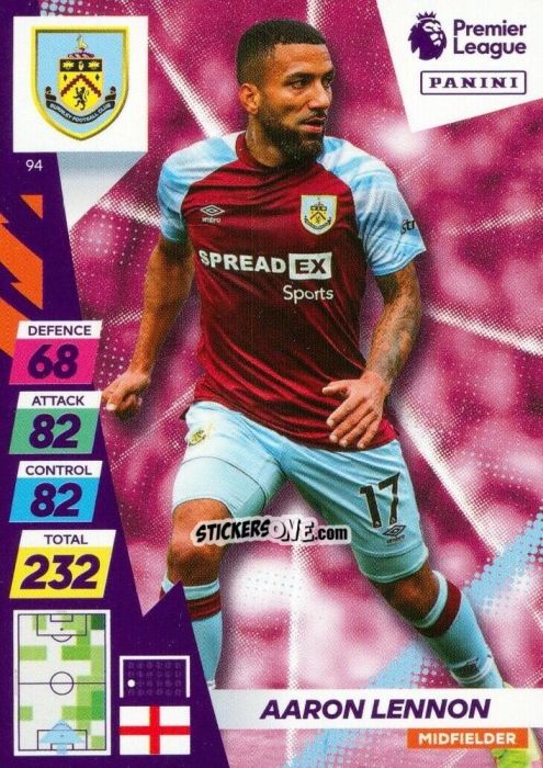 Figurina Aaron Lennon - English Premier League 2021-2022. Adrenalyn XL Plus n. 94 - Panini