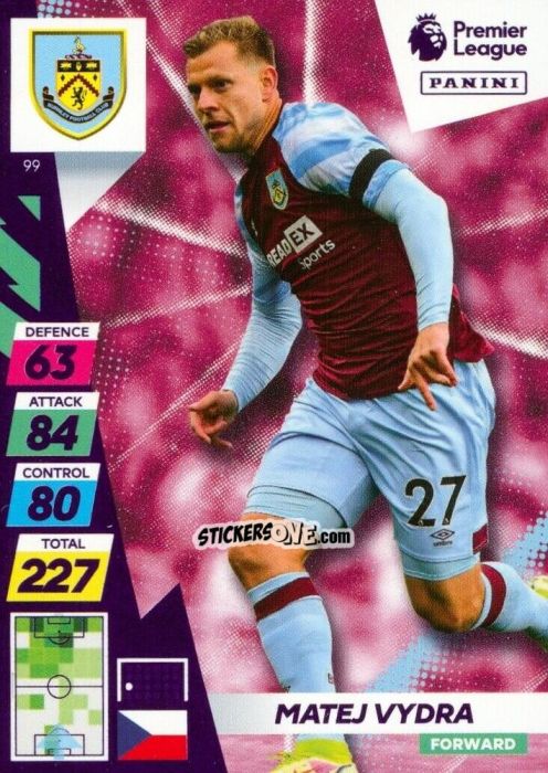 Figurina Matej Vydra - English Premier League 2021-2022. Adrenalyn XL Plus n. 99 - Panini