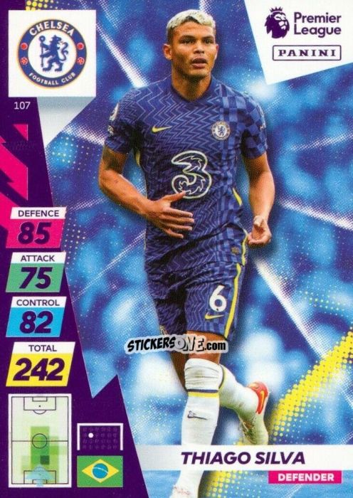 Sticker Thiago Silva - English Premier League 2021-2022. Adrenalyn XL Plus n. 107 - Panini