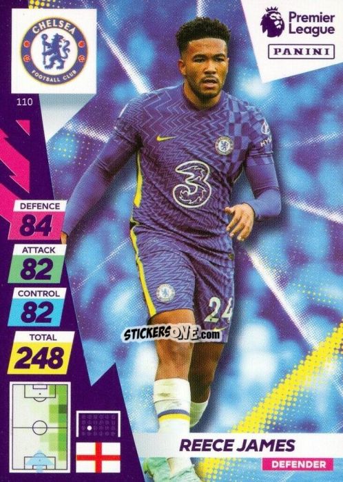 Sticker Reece James - English Premier League 2021-2022. Adrenalyn XL Plus n. 110 - Panini