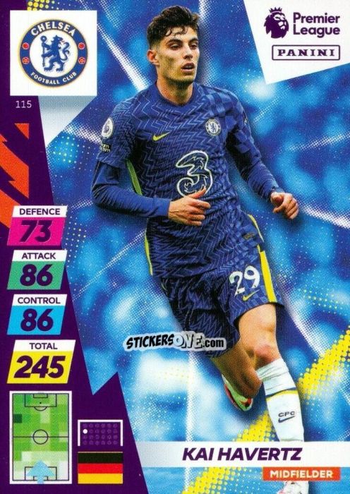 Sticker Kai Havertz - English Premier League 2021-2022. Adrenalyn XL Plus n. 115 - Panini