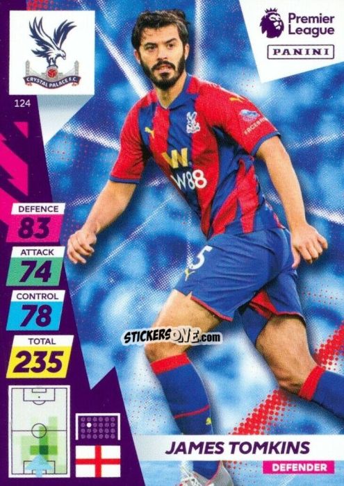 Figurina James Tomkins - English Premier League 2021-2022. Adrenalyn XL Plus n. 124 - Panini