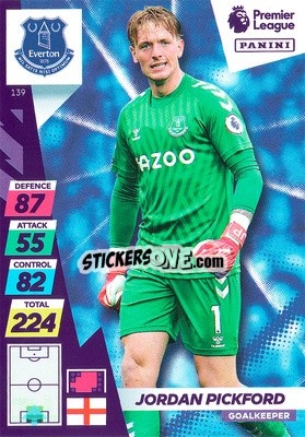 Figurina Jordan Pickford - English Premier League 2021-2022. Adrenalyn XL Plus - Panini