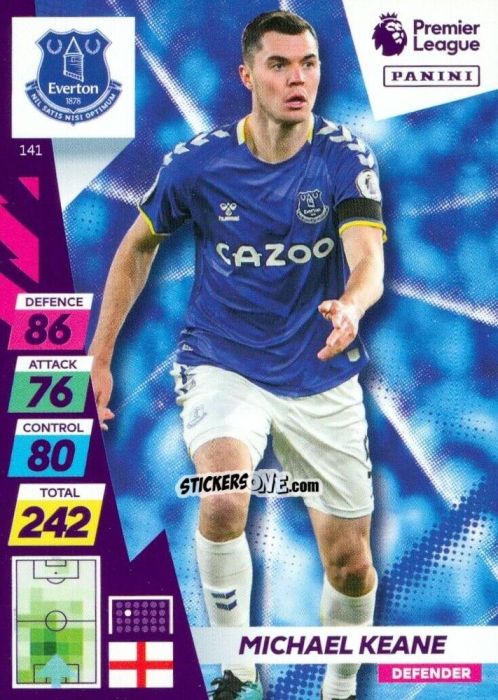 Figurina Michael Keane - English Premier League 2021-2022. Adrenalyn XL Plus n. 141 - Panini