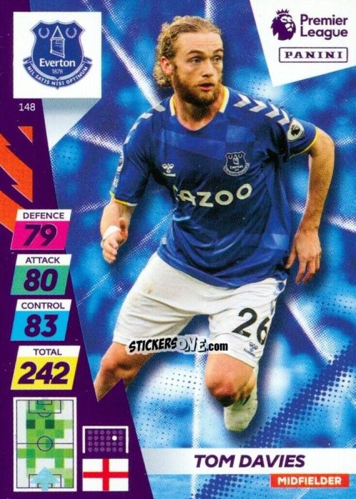 Cromo Tom Davies - English Premier League 2021-2022. Adrenalyn XL Plus n. 148 - Panini