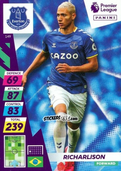 Figurina Richarlison - English Premier League 2021-2022. Adrenalyn XL Plus n. 149 - Panini