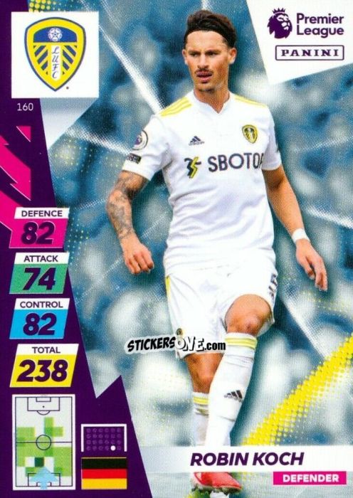 Figurina Robin Koch - English Premier League 2021-2022. Adrenalyn XL Plus n. 160 - Panini