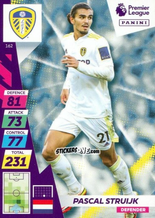 Cromo Pascal Struijk - English Premier League 2021-2022. Adrenalyn XL Plus n. 162 - Panini