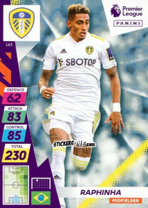Sticker Raphinha - English Premier League 2021-2022. Adrenalyn XL Plus n. 163 - Panini