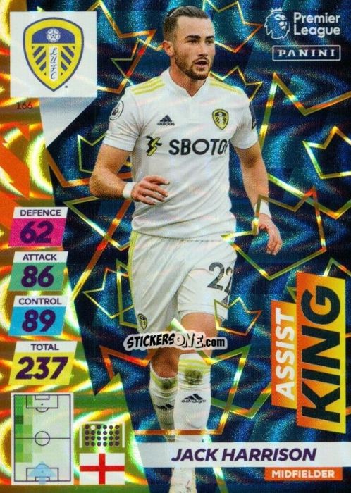 Sticker Jack Harrison - English Premier League 2021-2022. Adrenalyn XL Plus n. 166 - Panini