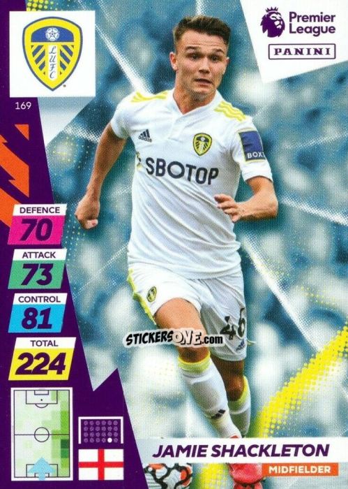 Figurina Jamie Shackleton - English Premier League 2021-2022. Adrenalyn XL Plus n. 169 - Panini