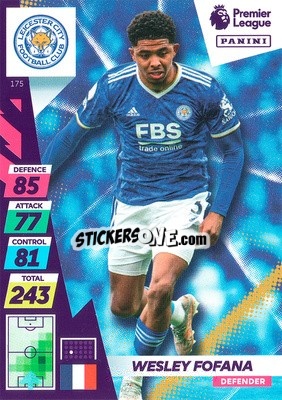 Sticker Wesley Fofana - English Premier League 2021-2022. Adrenalyn XL Plus - Panini