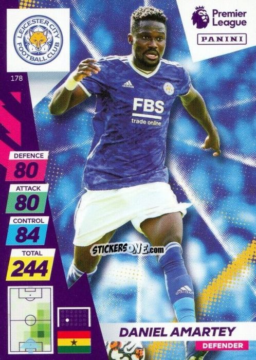 Sticker Daniel Amartey - English Premier League 2021-2022. Adrenalyn XL Plus n. 178 - Panini