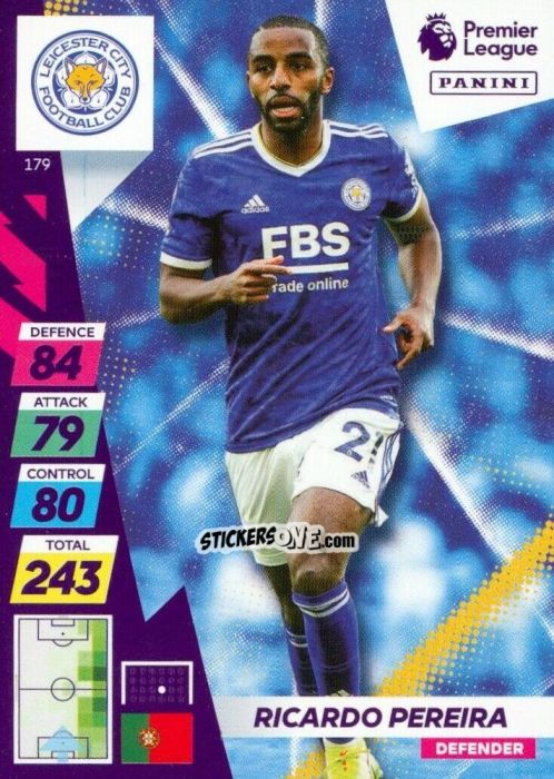 Cromo Ricardo Pereira - English Premier League 2021-2022. Adrenalyn XL Plus n. 179 - Panini