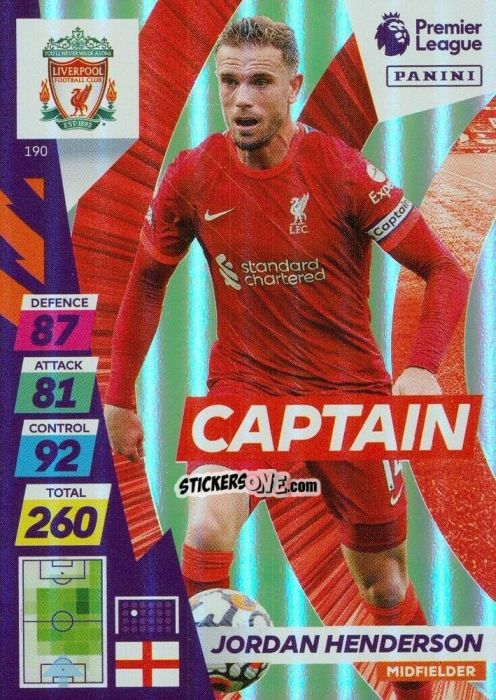 Sticker Jordan Henderson - English Premier League 2021-2022. Adrenalyn XL Plus n. 190 - Panini