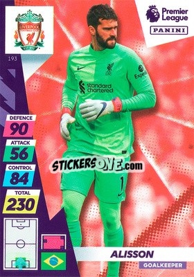Sticker Alisson - English Premier League 2021-2022. Adrenalyn XL Plus n. 193 - Panini