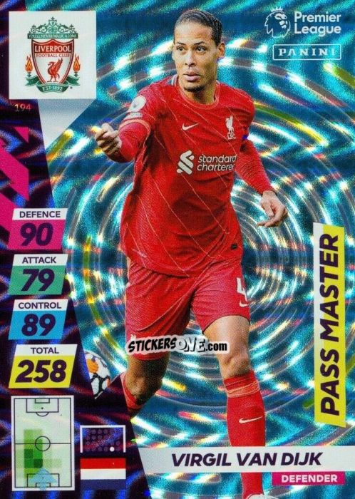 Sticker Virgil Van Dijk - English Premier League 2021-2022. Adrenalyn XL Plus n. 194 - Panini